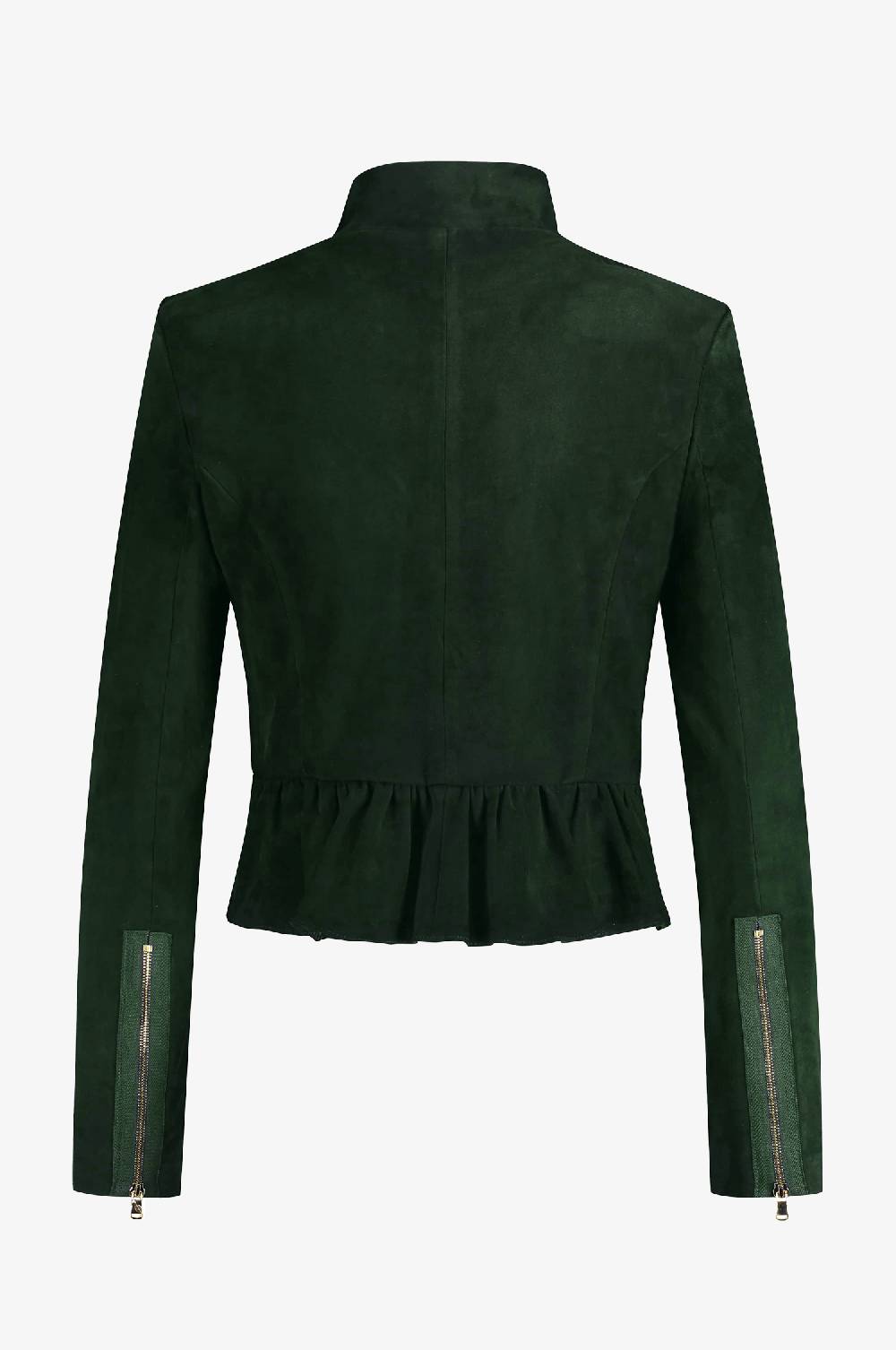 Kinga Mathe Lederjacke Sybille mit Schößchen in Tanne Begrenzt auf 3 Tage