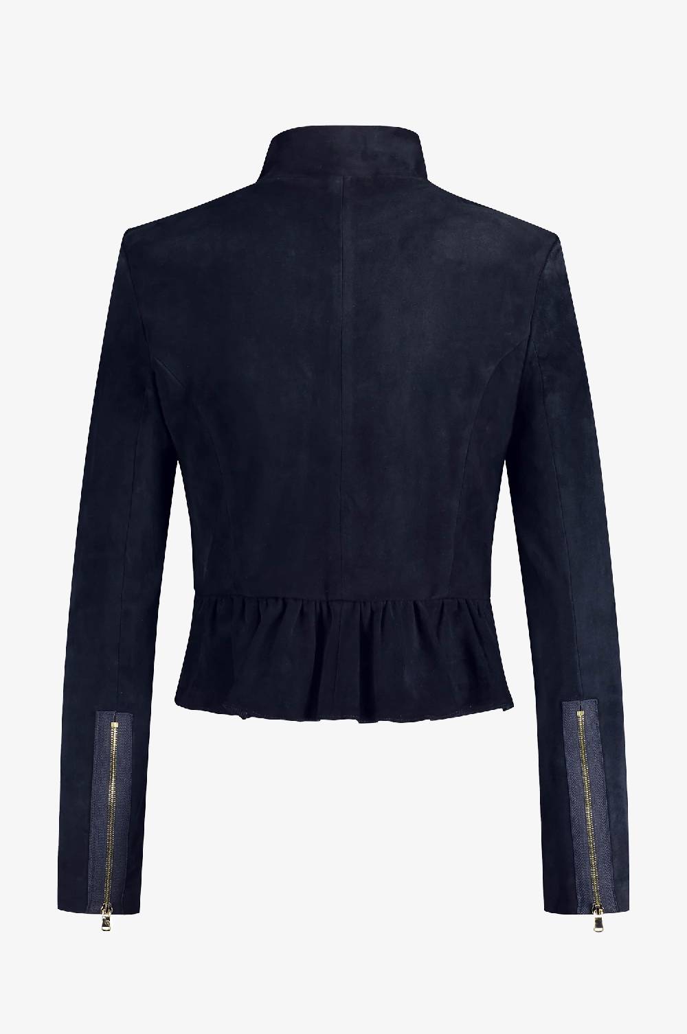 Kinga Mathe Lederjacke Sybille mit Schößchen in Marine 2025