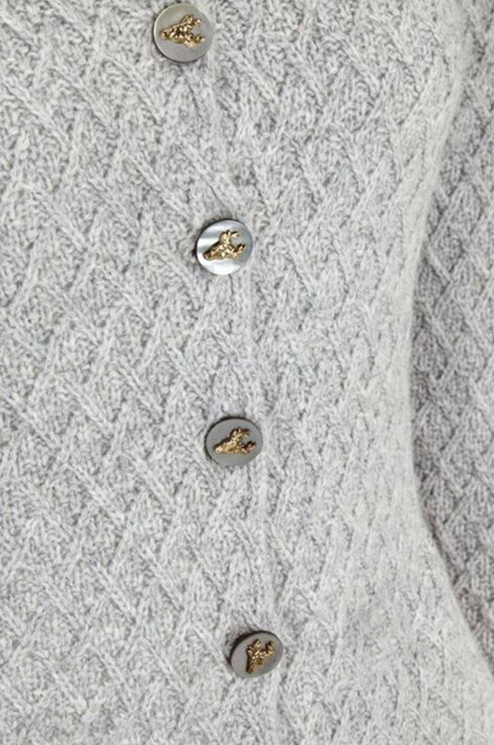 Kinga Mathe Cashmere Strickjacke Flora in Grau im Angebot