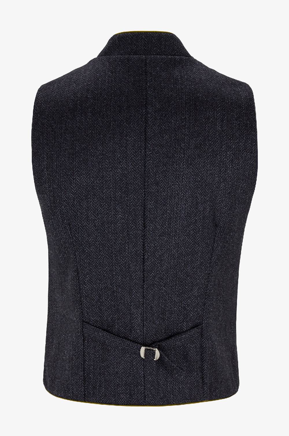 Kinga Mathe Gilet Nick aus Schurwolle in Anthrazit mit Paspel in Olive Top Angebot