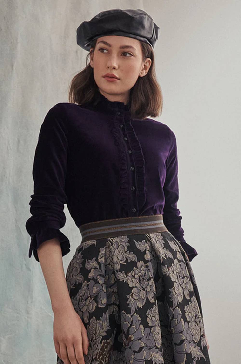 Kinga Mathe Samtbluse Lady in Aubergine Online Outlet