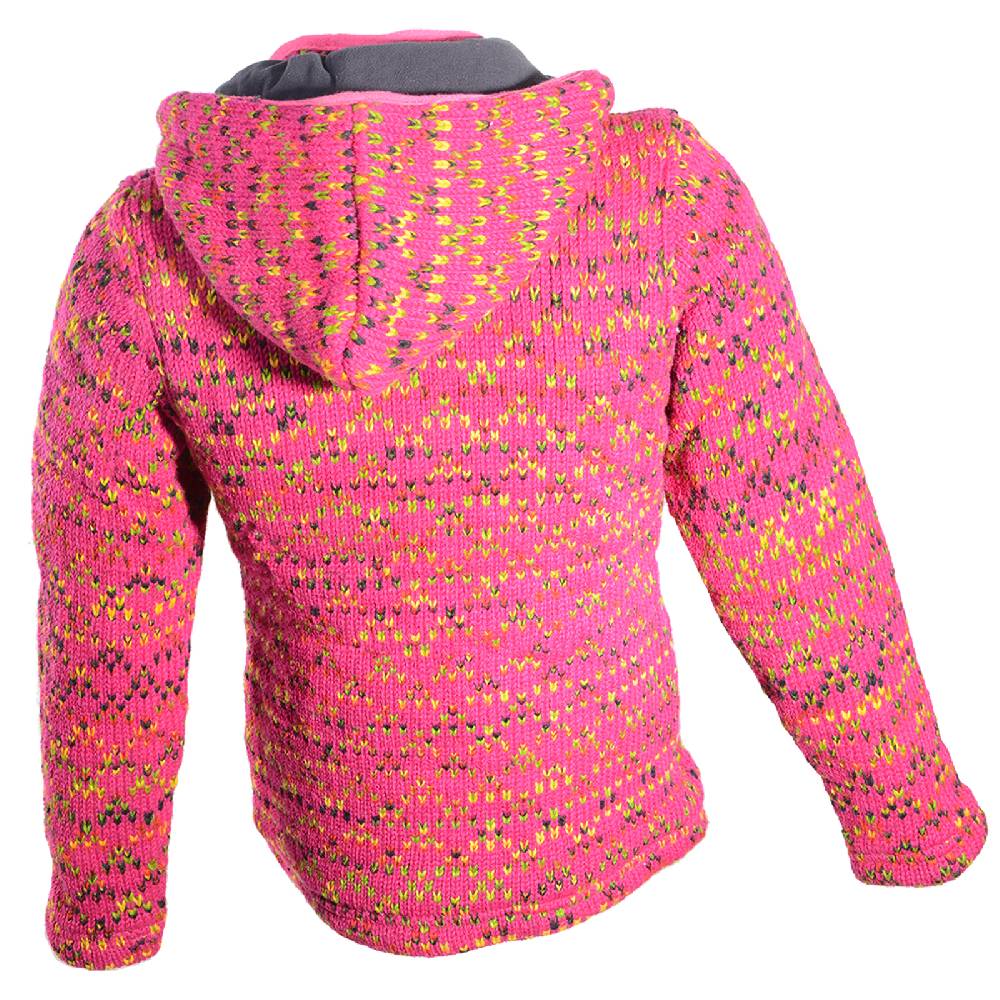 ﻿Kunst Und Magie Hippie Goa Nepal Strickjacke Poncho - Damen-Wolljacke mit abnehmbarer Kapuze Pink Begrenzte Freigabe