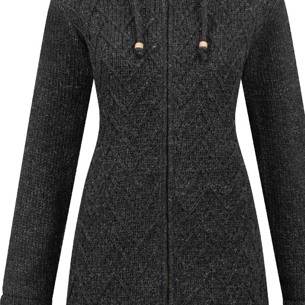 Kunst Und Magie ALMHUBER Klassische Damen Strickjacke Kurzmantel Winter Mantel Wolle Jacke Wollmantel Kapuze JETZT KAUFEN