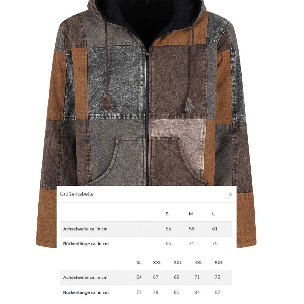 Kunst Und Magie Patchwork Jacke Baja Hoodie Herren alternativ Kapuzenjacke Goa Fleecefutter Nachhaltig Fair Bis zu 65% Rabatt