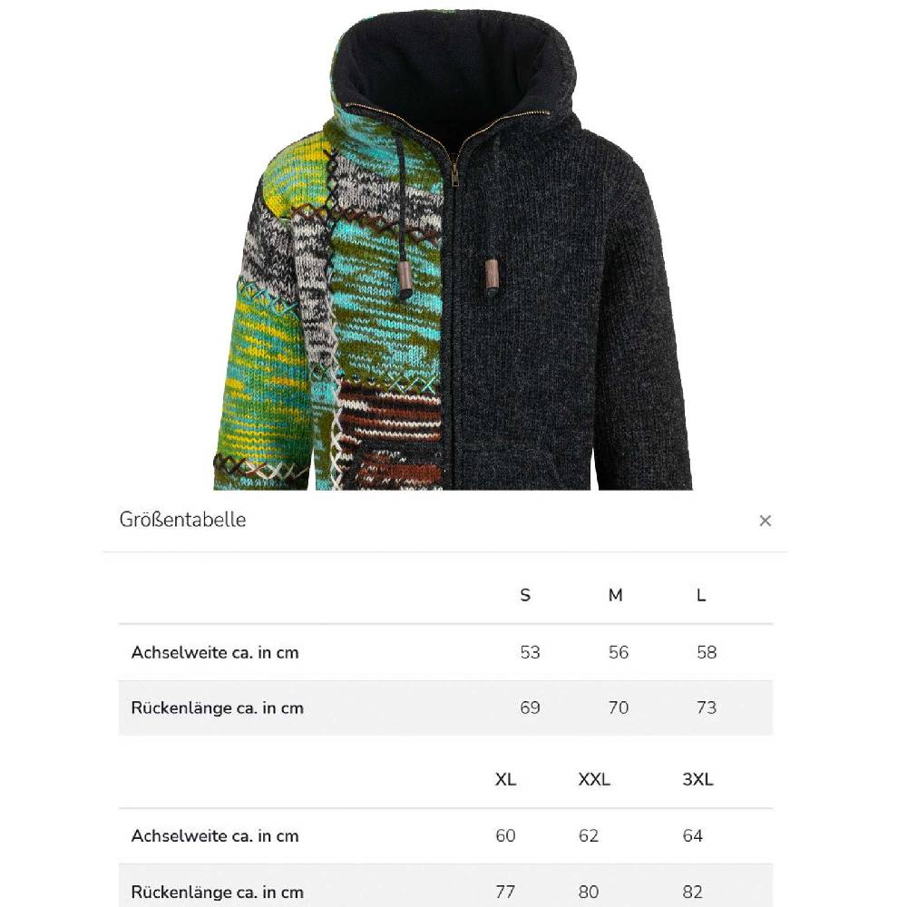 Kunst Und Magie Strickjacke Schurwolle Goa Winterjacke Wolle Jacke Thermo-Hoch Kragen Futter Unisex Discount Store für neue Produkte