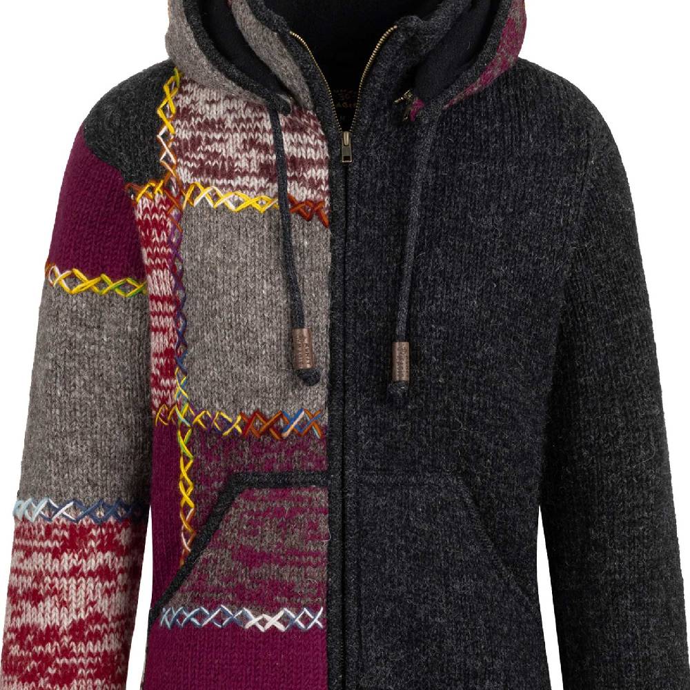 Kunst Und Magie Strickjacke Schurwolle Klassich Nordisch Wolle Jacke Winterjacke mit Hochkragen Kapuze Ying Yang Nur noch ein Tag übrig