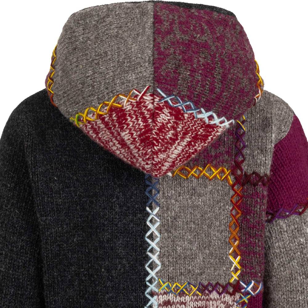 Kunst Und Magie Strickjacke Schurwolle Klassich Nordisch Wolle Jacke Winterjacke mit Hochkragen Kapuze Ying Yang Nur noch ein Tag übrig