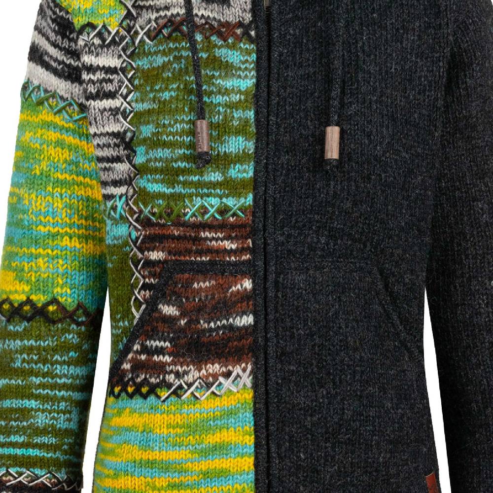 Kunst Und Magie Strickjacke Schurwolle Klassich Nordisch Wolle Jacke Winterjacke mit Hochkragen Kapuze Ying Yang Riesige Rabatte