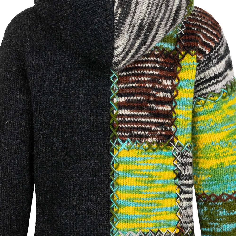 Kunst Und Magie Strickjacke Schurwolle Klassich Nordisch Wolle Jacke Winterjacke mit Hochkragen Kapuze Ying Yang Riesige Rabatte
