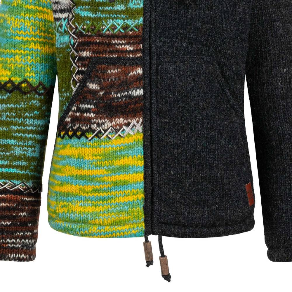 Kunst Und Magie Strickjacke Schurwolle Klassich Nordisch Wolle Jacke Winterjacke mit Hochkragen Kapuze Ying Yang Riesige Rabatte