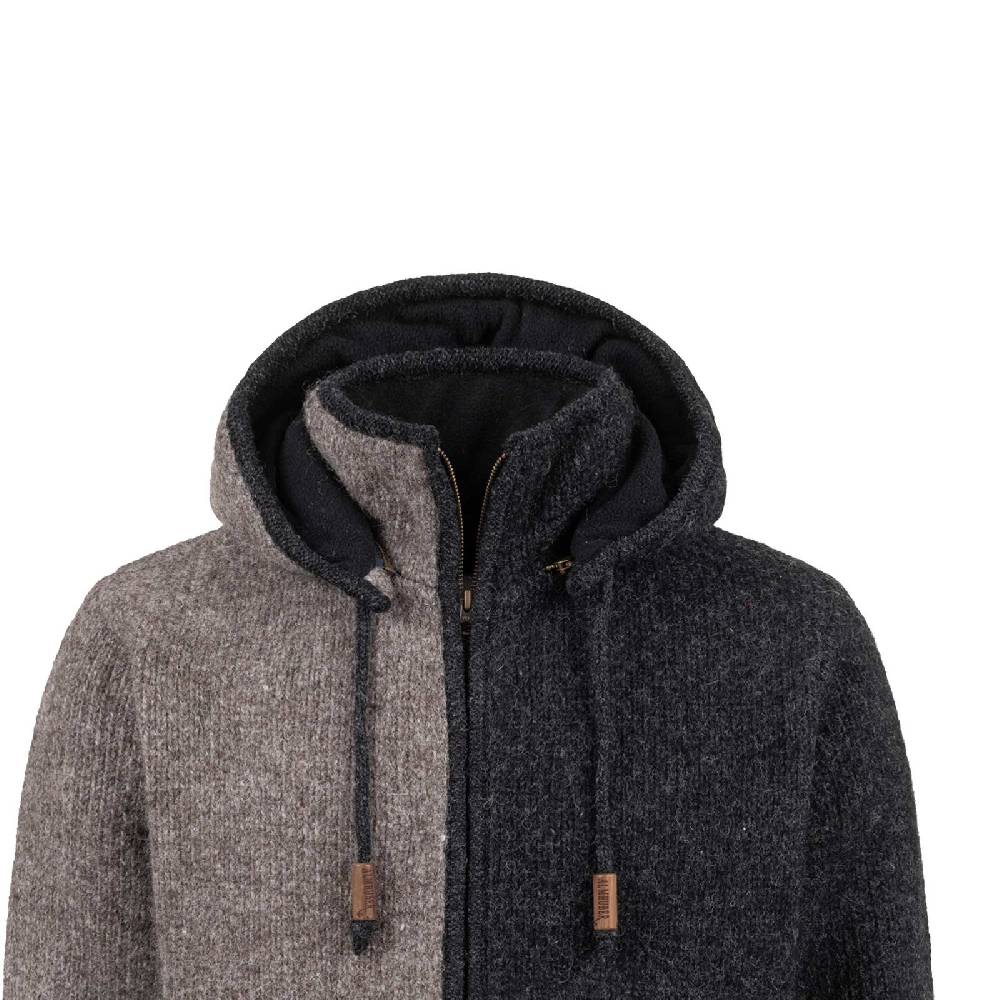 Kunst Und Magie ALMHUBER Herren Strickjacke Schurwolle Klassich Nordisch Wolle Jacke mit Kapuze Schurwolle Ying Yang Kostenloser Versand international