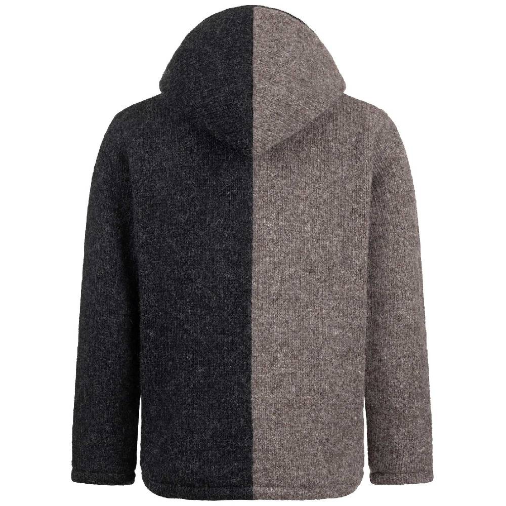 Kunst Und Magie ALMHUBER Herren Strickjacke Schurwolle Klassich Nordisch Wolle Jacke mit Kapuze Schurwolle Ying Yang Kostenloser Versand international