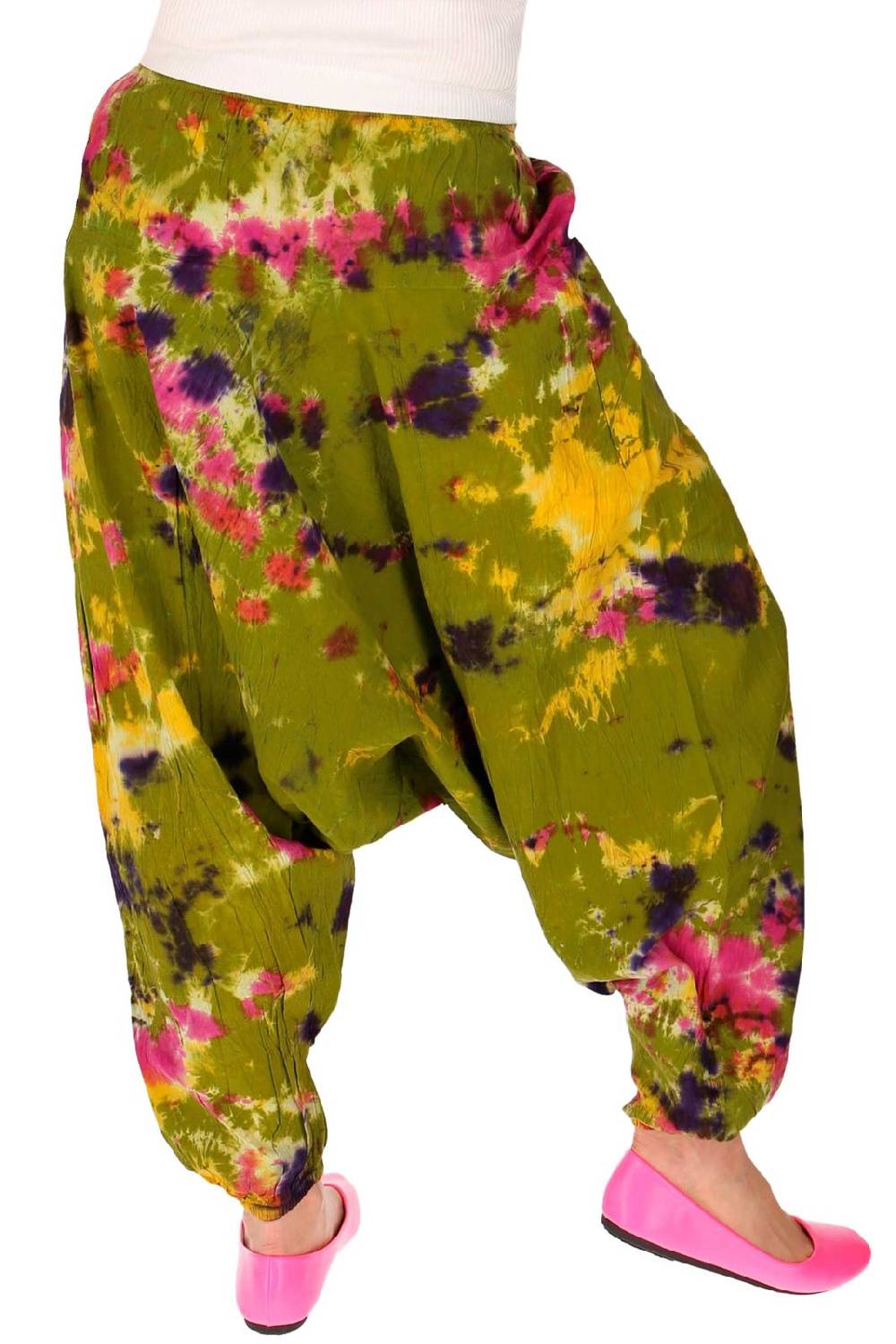 Kunst Und Magie Kunst und Magie Batik Damen Hose Tie Dye Baumwoll Yoga Haremshose Wellnesshose Pluderhose Ballonhose Auslauf