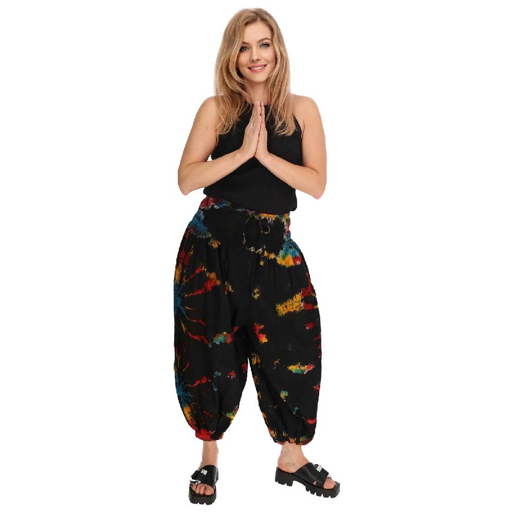 Kunst Und Magie Kunst und Magie Batik Damen Hose Tie Dye Baumwoll Yoga Haremshose Wellnesshose Pluderhose Ballonhose Verkauf