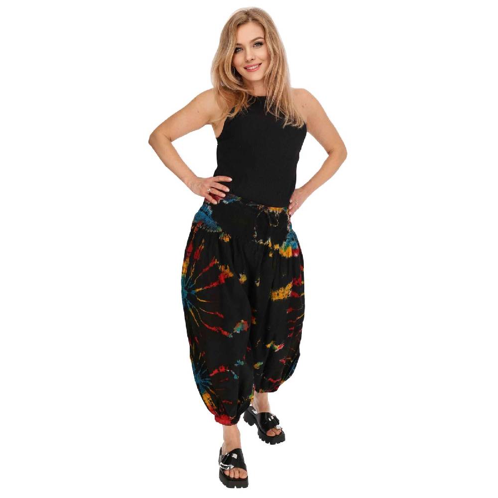 Kunst Und Magie Kunst und Magie Batik Damen Hose Tie Dye Baumwoll Yoga Haremshose Wellnesshose Pluderhose Ballonhose Verkauf