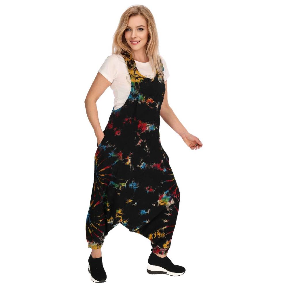 Kunst Und Magie Tie Dye Batik Latzhose Damen Haremshose Hose Psy Goa 70er Overall Boho Jumpsuit Bunt Hotsell