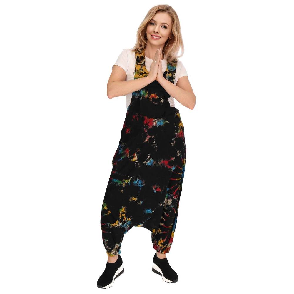 Kunst Und Magie Tie Dye Batik Latzhose Damen Haremshose Hose Psy Goa 70er Overall Boho Jumpsuit Bunt Hotsell