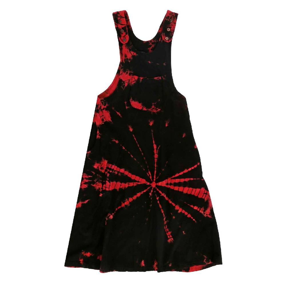 Kunst Und Magie Buntes Kleid Latzkleid Latzrock Tie Dy Batik Boho Ibiza Psy Goa 70er Overall Hippie Sommerkleid Baumwolle im Angebot