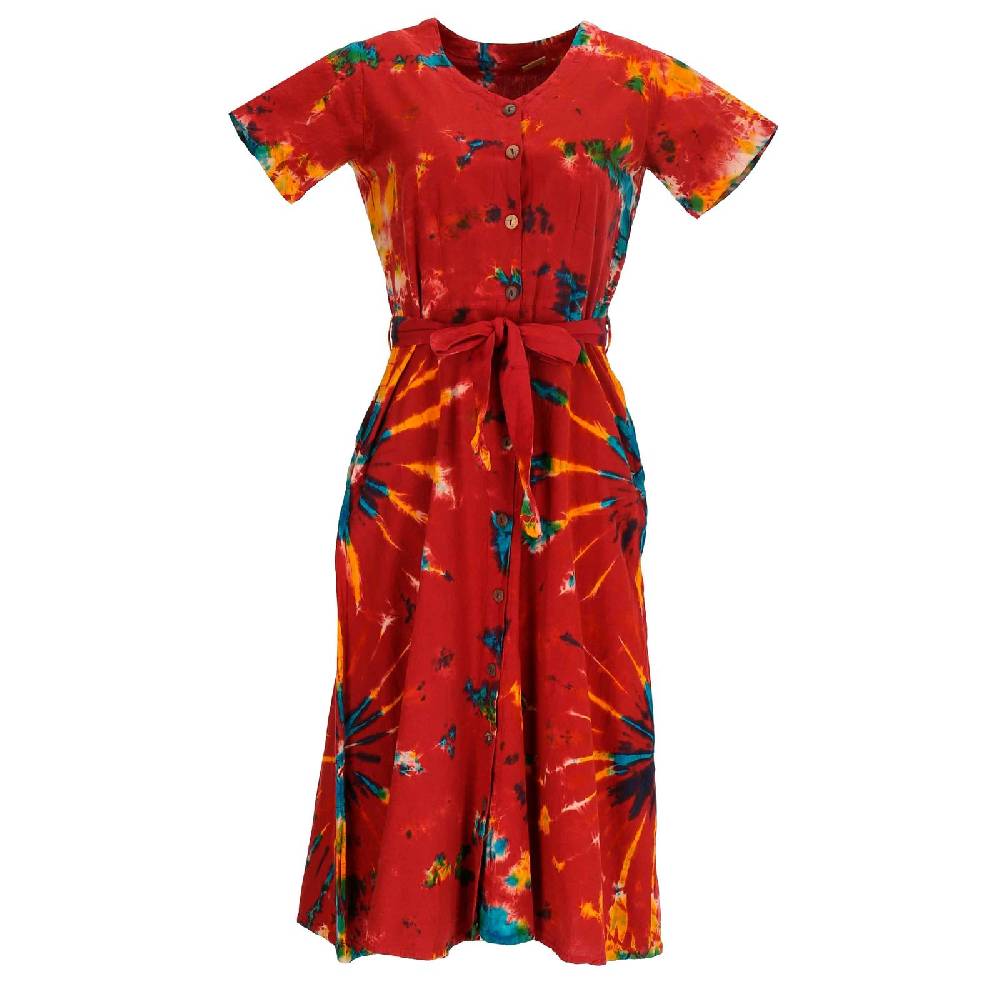 Kunst Und Magie Kleid Batik Sommerkleid Baumwoll Kleid Boho Ibiza Geköpft Hippie Tie Dye Fabrikverkauf
