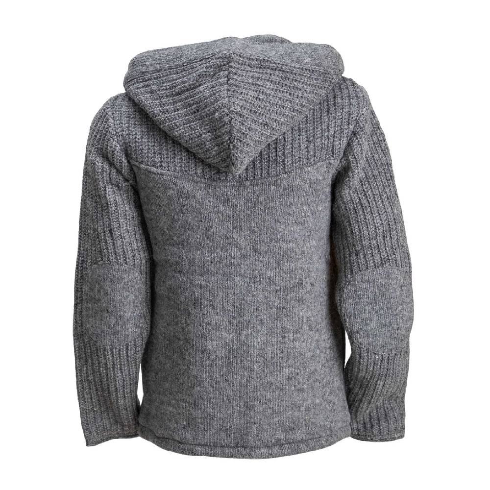 Kunst Und Magie Strickjacke Schurwolle Klassich Nordisch Wolle Jacke mit Kapuze Kragen Futter Unisex Grau Blitzverkäufe