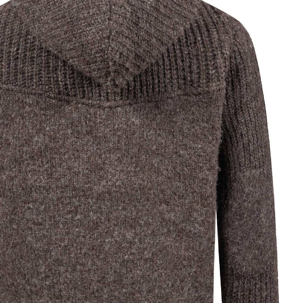 Kunst Und Magie Strickjacke Schurwolle Klassich Nordisch Wolle Jacke mit Kapuze Kragen Futter Unisex Braun Kostenloser Versand