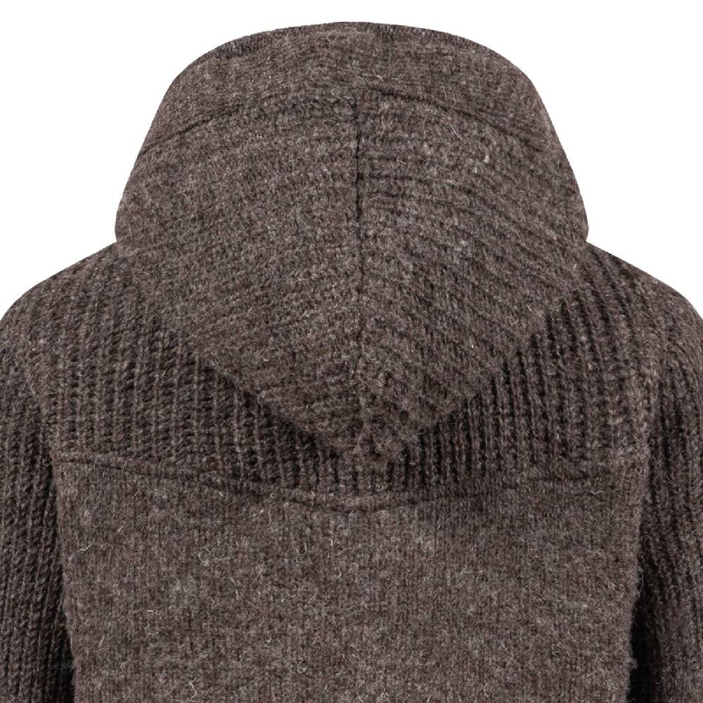 Kunst Und Magie Strickjacke Schurwolle Klassich Nordisch Wolle Jacke mit Kapuze Kragen Futter Unisex Braun Kostenloser Versand