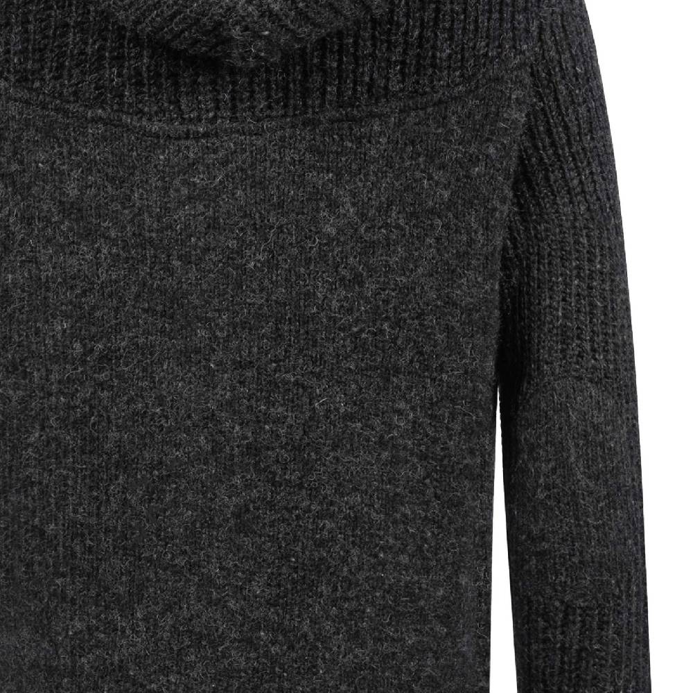 Kunst Und Magie Strickjacke Schurwolle Klassich Nordisch Wolle Jacke mit Kapuze Kragen Futter Unisex Schwarz Limitierter Zeitrabatt