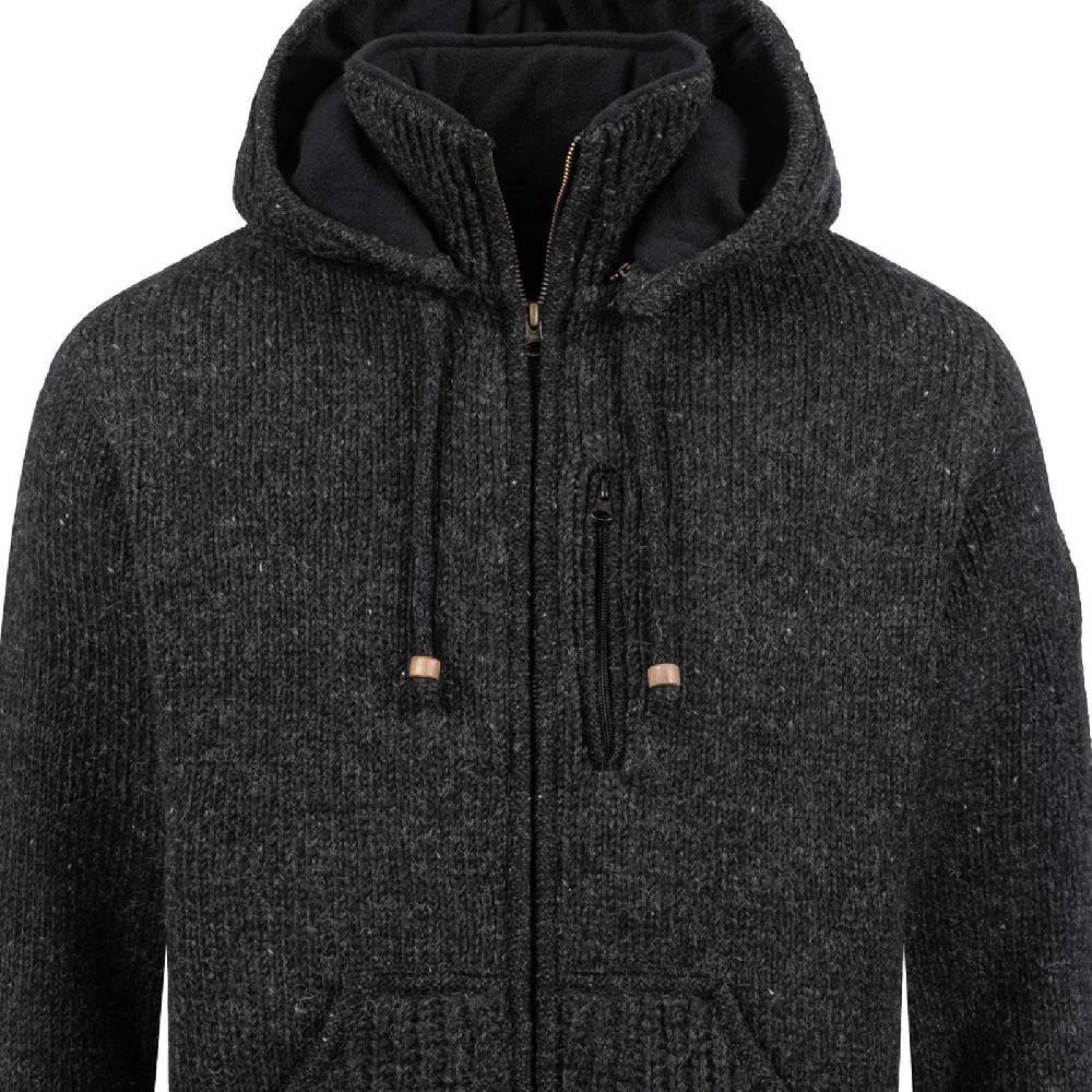 Kunst Und Magie Strickjacke Schurwolle Klassich Nordisch Wolle Jacke mit Kapuze Kragen Futter Unisex Sonderangebot