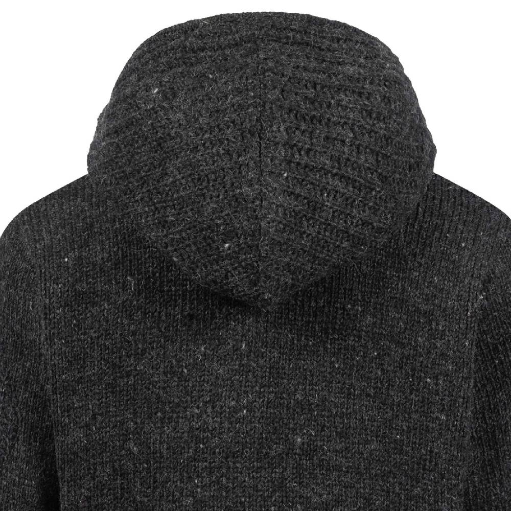Kunst Und Magie Strickjacke Schurwolle Klassich Nordisch Wolle Jacke mit Kapuze Kragen Futter Unisex Sonderangebot
