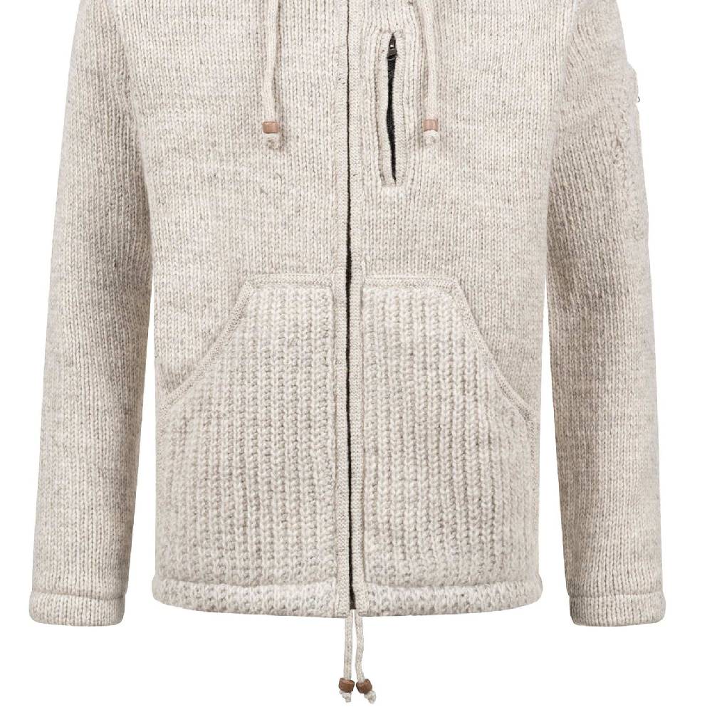 Kunst Und Magie Strickjacke Schurwolle Klassich Nordisch Wolle Jacke mit Kapuze Kragen Futter Unisex Rabatt