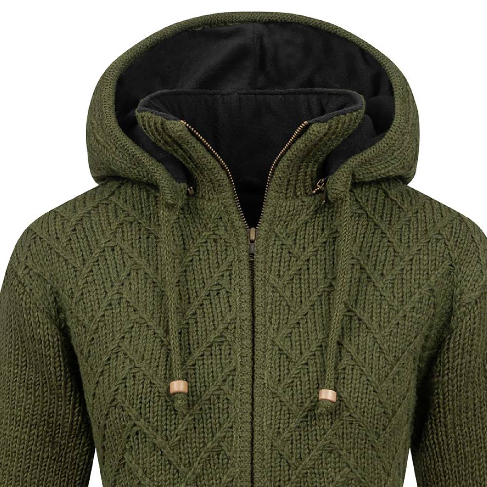 Kunst Und Magie Klassische Damen Strickjacke Kurzmantel Winter Mantel Wolle Jacke mit Fleecefutter und Kapuze Großer Ausverkauf