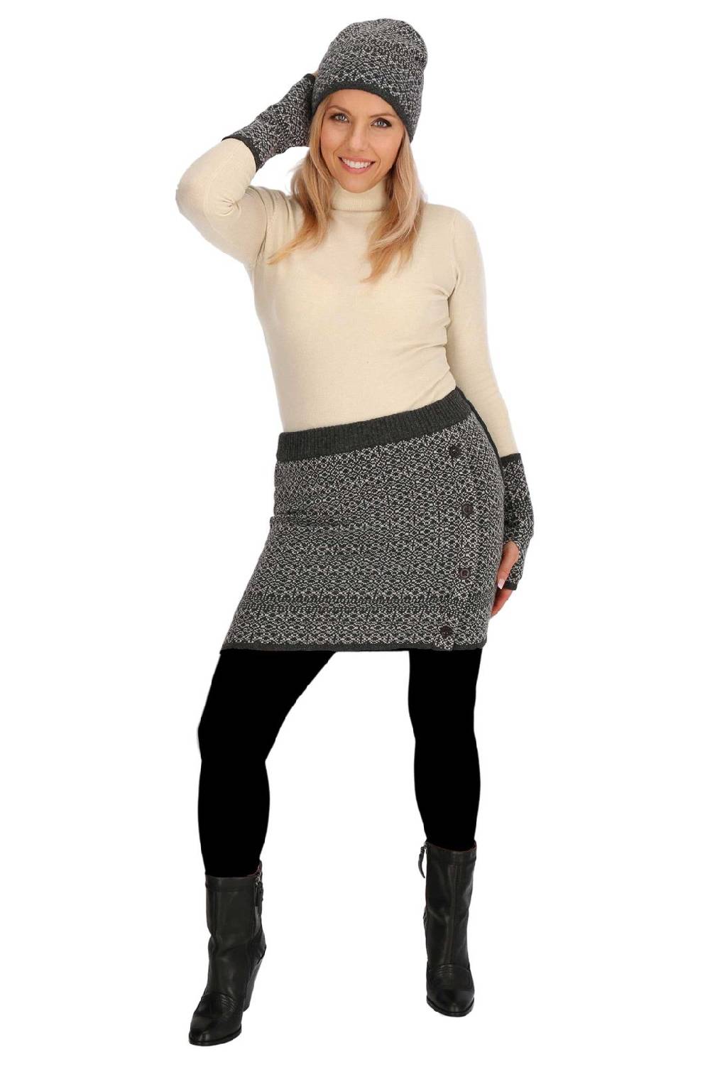 Kunst Und Magie Strickrock Knielanger Rock aus Schurwolle vom Lamm Lammwolle Wollrock Feinstrick Boho Saisonschlussverkauf