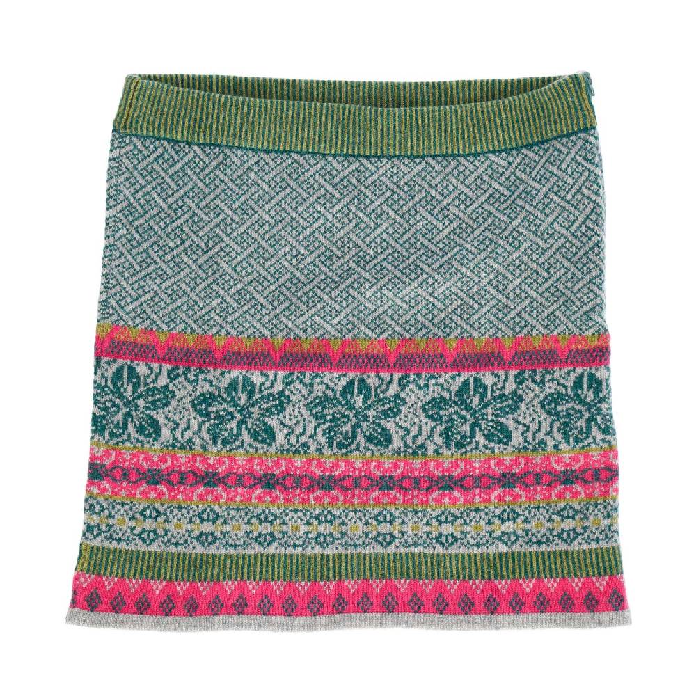 Kunst Und Magie Bunter Strickrock Knielanger Rock aus Schurwolle vom Lamm Lammwolle Wollrock Feinstrick Boho Cyber Monday