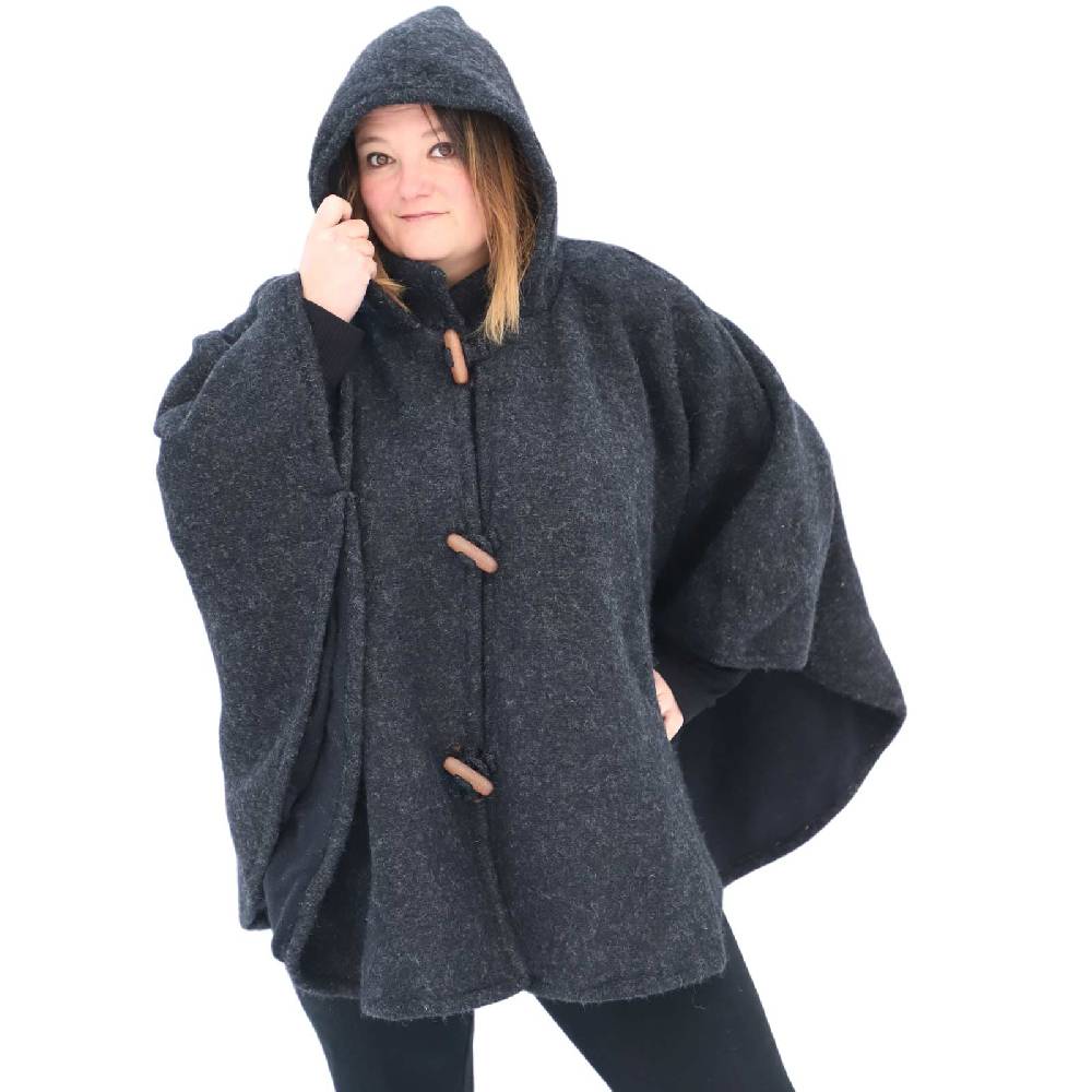 Kunst Und Magie Strick Poncho mit Kapuze Umhang Cape Strickjacke Wolle Jacke mit Kapuze Winter Mantel Vatertagsangebot