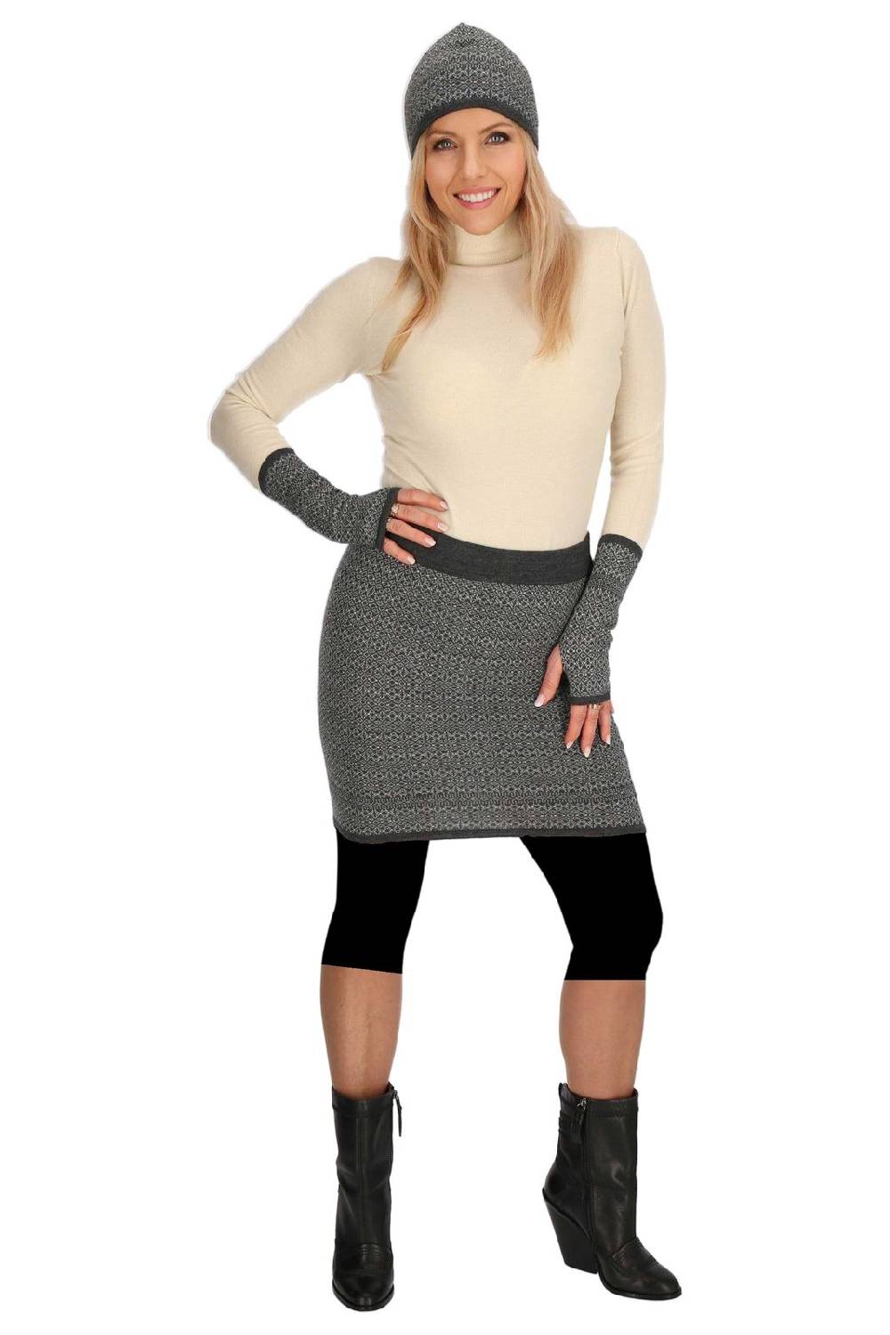 Kunst Und Magie Bunter Strickrock Kurzer Rock aus weicher Merinowolle Feinstrick Boho Mini Merino Lagerräumung