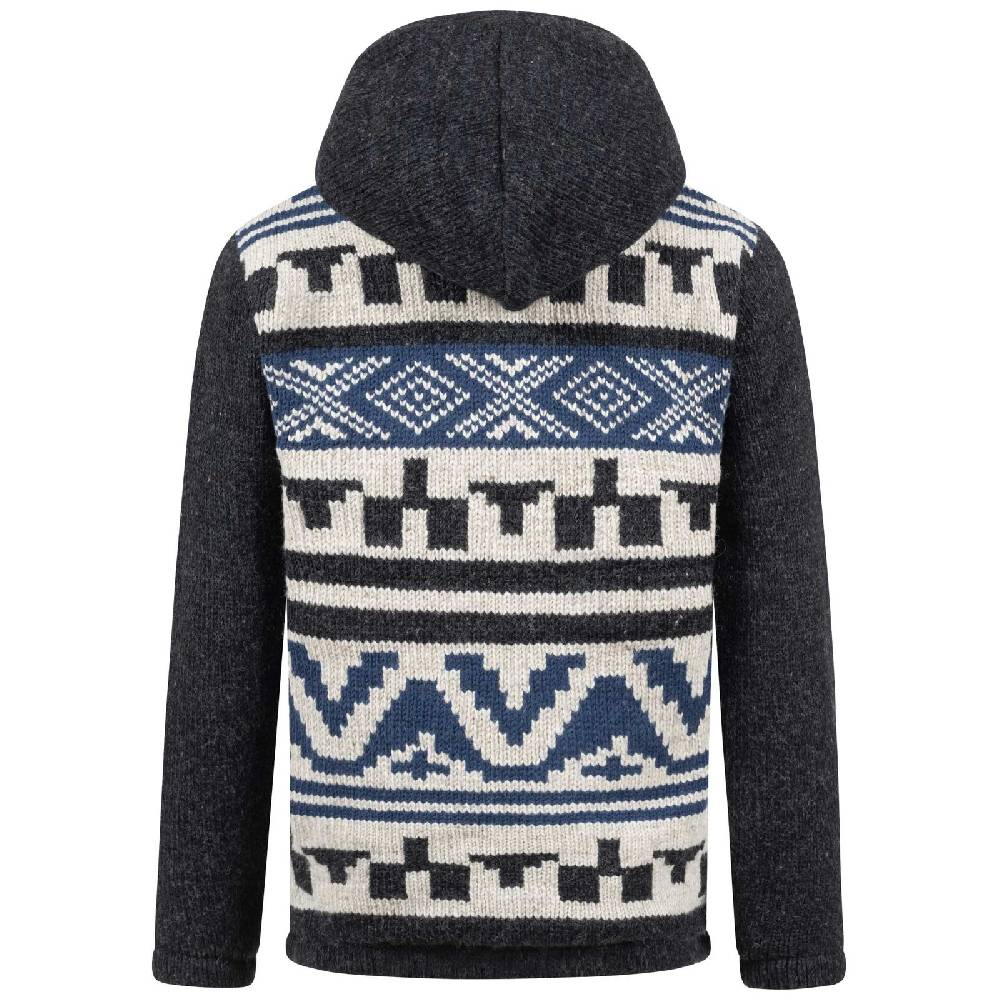 Kunst Und Magie Unisex Strickjacke Goa Wolle Winter Jacke Atzteken Muster Fleecefutter Hochkragen abnehmbarer Kapuze Top Angebot