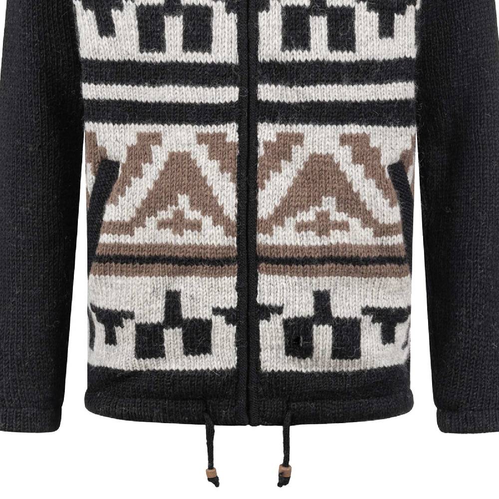 Kunst Und Magie Unisex Strickjacke Goa Wolle Bunte Patchwork Jacke Fleecefutter Hochkragen abnehmbarer Kapuze Online Outlet