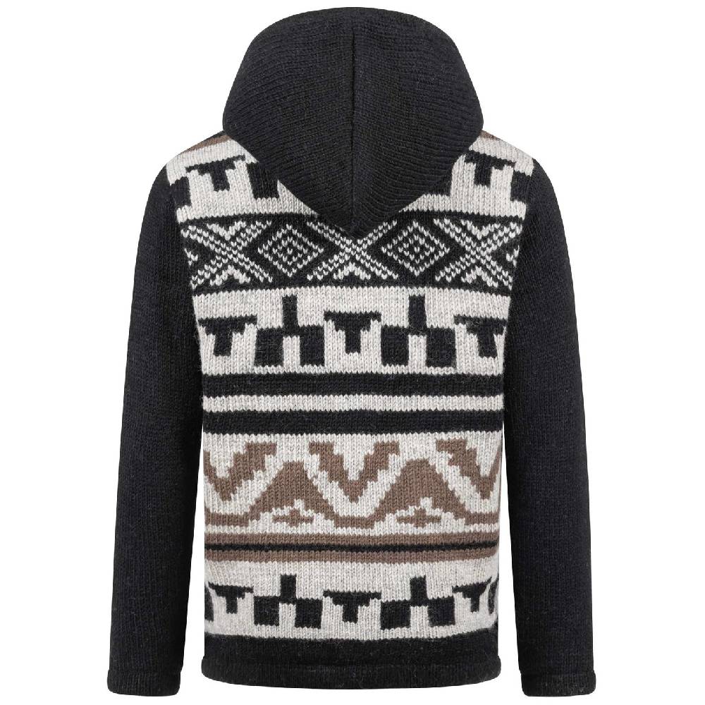 Kunst Und Magie Unisex Strickjacke Goa Wolle Bunte Patchwork Jacke Fleecefutter Hochkragen abnehmbarer Kapuze Online Outlet