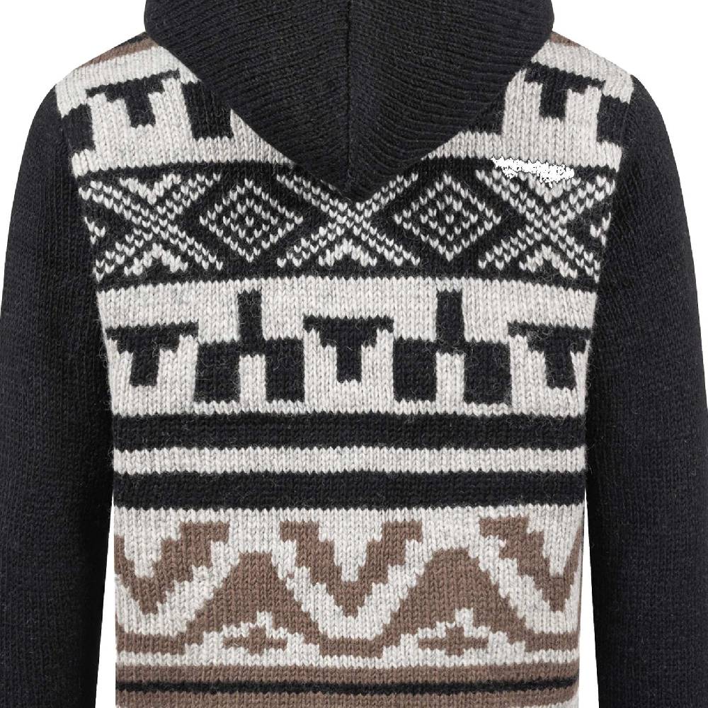 Kunst Und Magie Unisex Strickjacke Goa Wolle Bunte Patchwork Jacke Fleecefutter Hochkragen abnehmbarer Kapuze Online Outlet