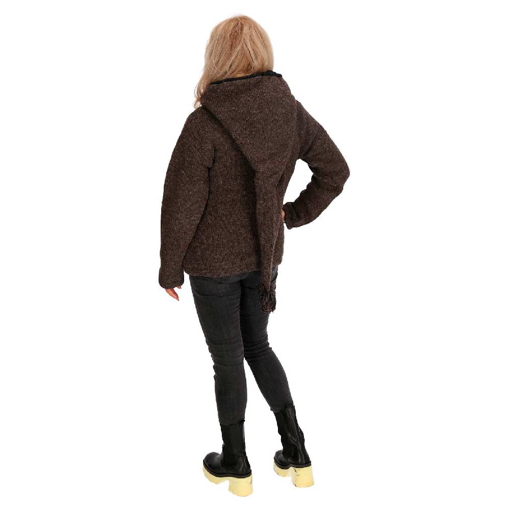 Kunst Und Magie Strickjacke Goa Wolle Jacke Fleecefutter Zipfelkapuze Unisex Fair Neuheiten