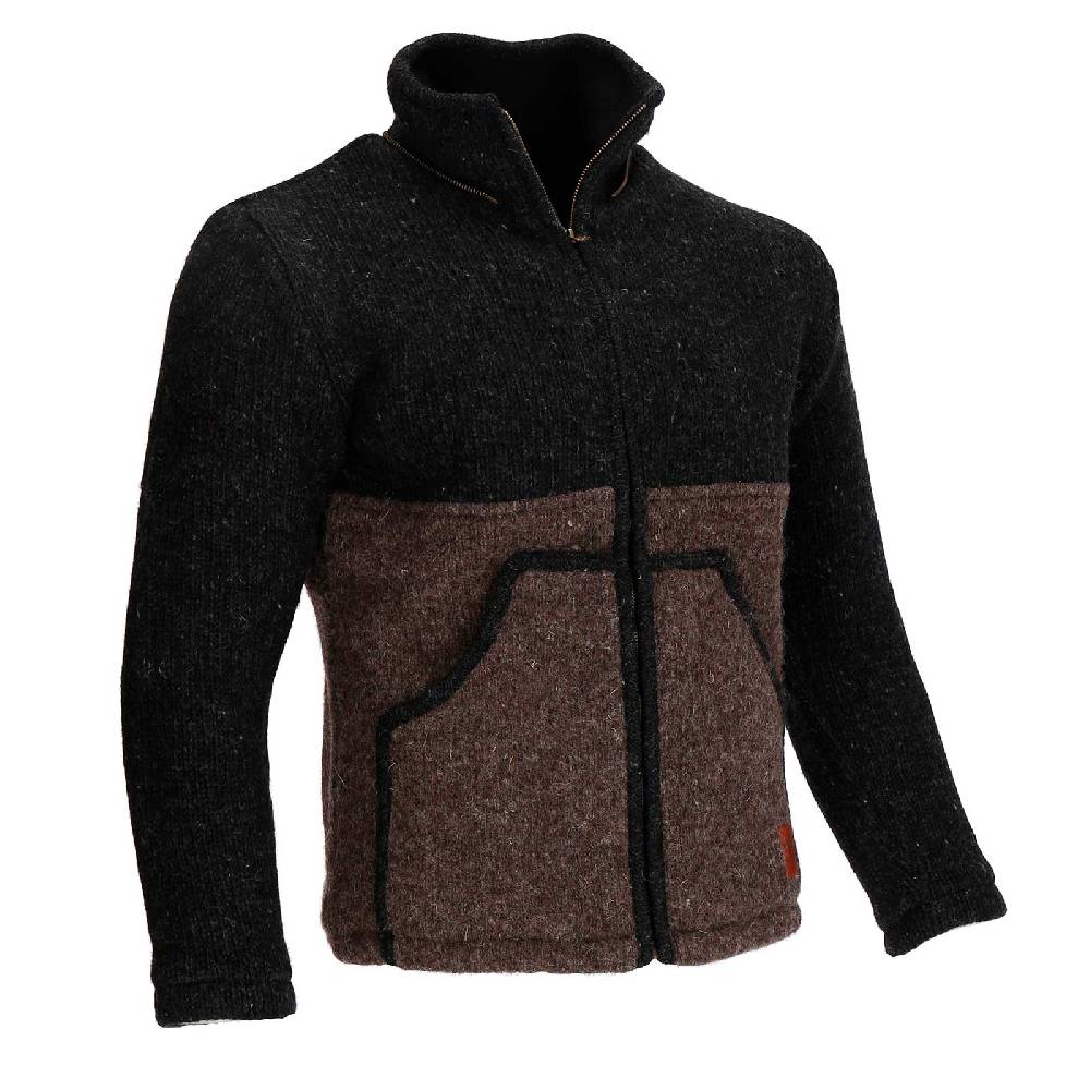 Kunst Und Magie Unisex Strickjacke Goa Wolle Bunte Patchwork Jacke Fleecefutter Hochkragen abnehmbarer Kapuze Räumungsverkauf