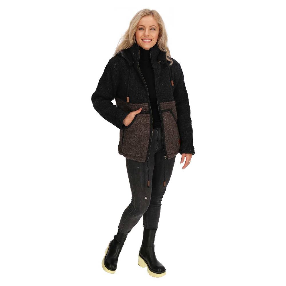 Kunst Und Magie Unisex Strickjacke Goa Wolle Bunte Patchwork Jacke Fleecefutter Hochkragen abnehmbarer Kapuze Räumungsverkauf