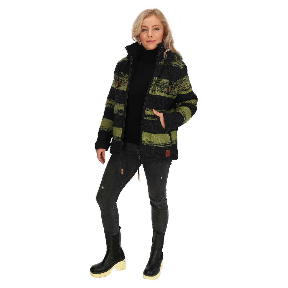Kunst Und Magie Unisex Strickjacke Goa Wolle Bunte Patchwork Jacke Fleecefutter Hochkragen abnehmbarer Kapuze Tägliche Deals