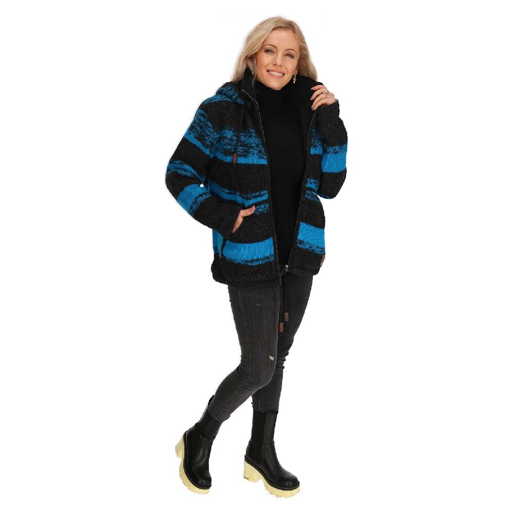 Kunst Und Magie Unisex Strickjacke Goa Wolle Bunte Jacke Fleecefutter Hochkragen abnehmbarer Kapuze Winterjacke Sonderangebote