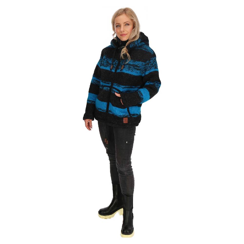 Kunst Und Magie Unisex Strickjacke Goa Wolle Bunte Jacke Fleecefutter Hochkragen abnehmbarer Kapuze Winterjacke Sonderangebote