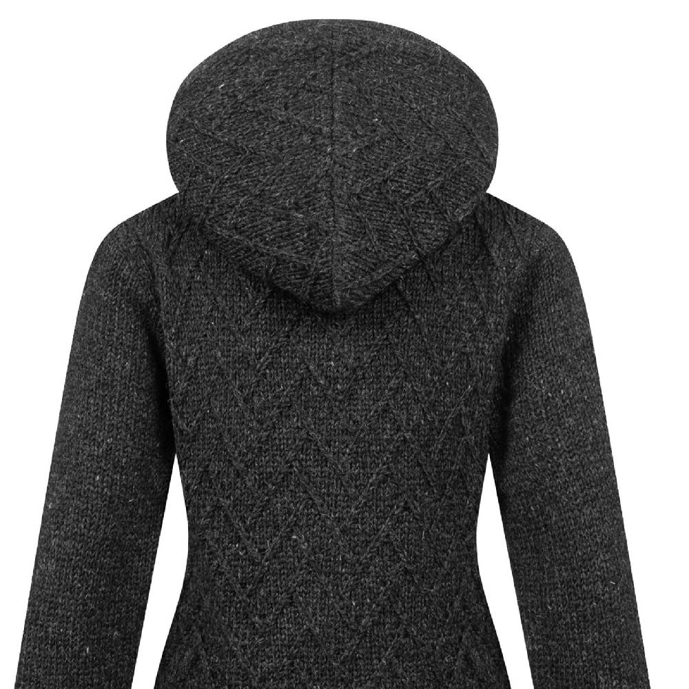 Kunst Und Magie Klassische Damen Strickjacke Kurzmantel Winter Mantel Wolle Jacke mit Fleecefutter und Kapuze Riesige Ersparnisse