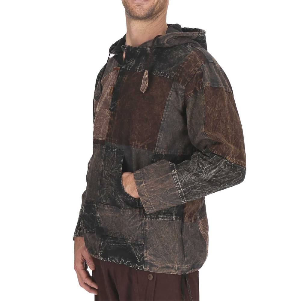 Kunst Und Magie Patchwork Baja Hoodie Herren alternativ Kapuzenpulli Nachhaltig Fair VIP-Rabatte