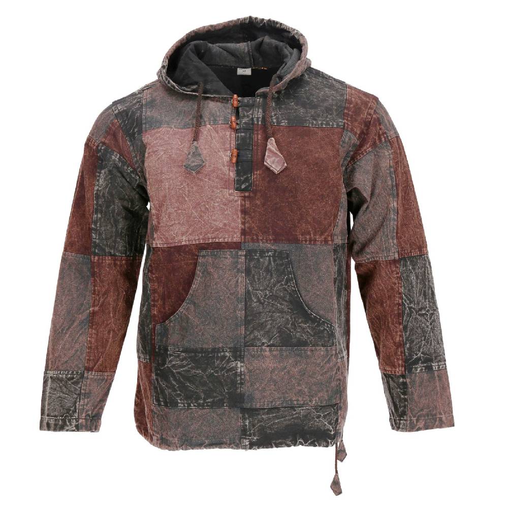 Kunst Und Magie Patchwork Baja Hoodie Herren alternativ Kapuzenpulli Nachhaltig Fair VIP-Rabatte