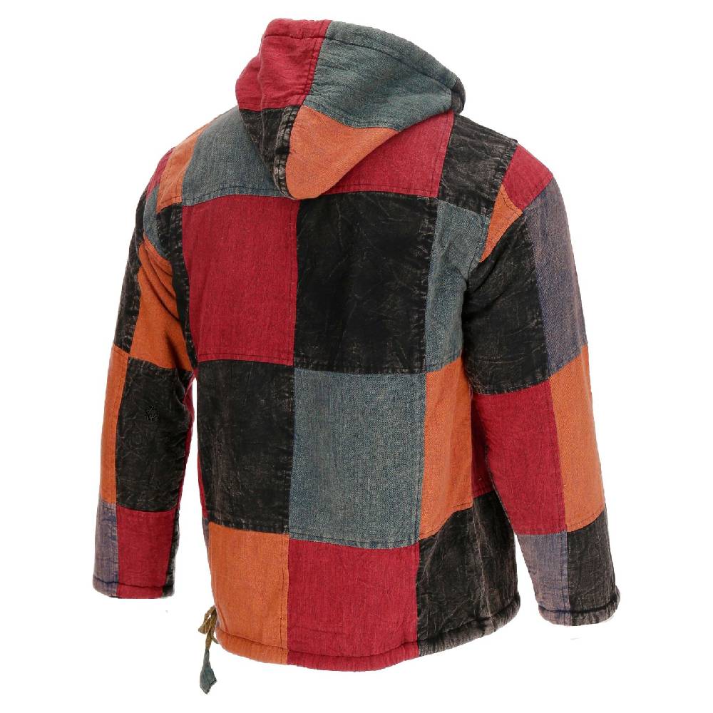 Kunst Und Magie KUNST UND MAGIE Herren bunt alternativ Baja Hoodie Fischerhemd Kapuze Patchwork gefüttert Tiefpreis