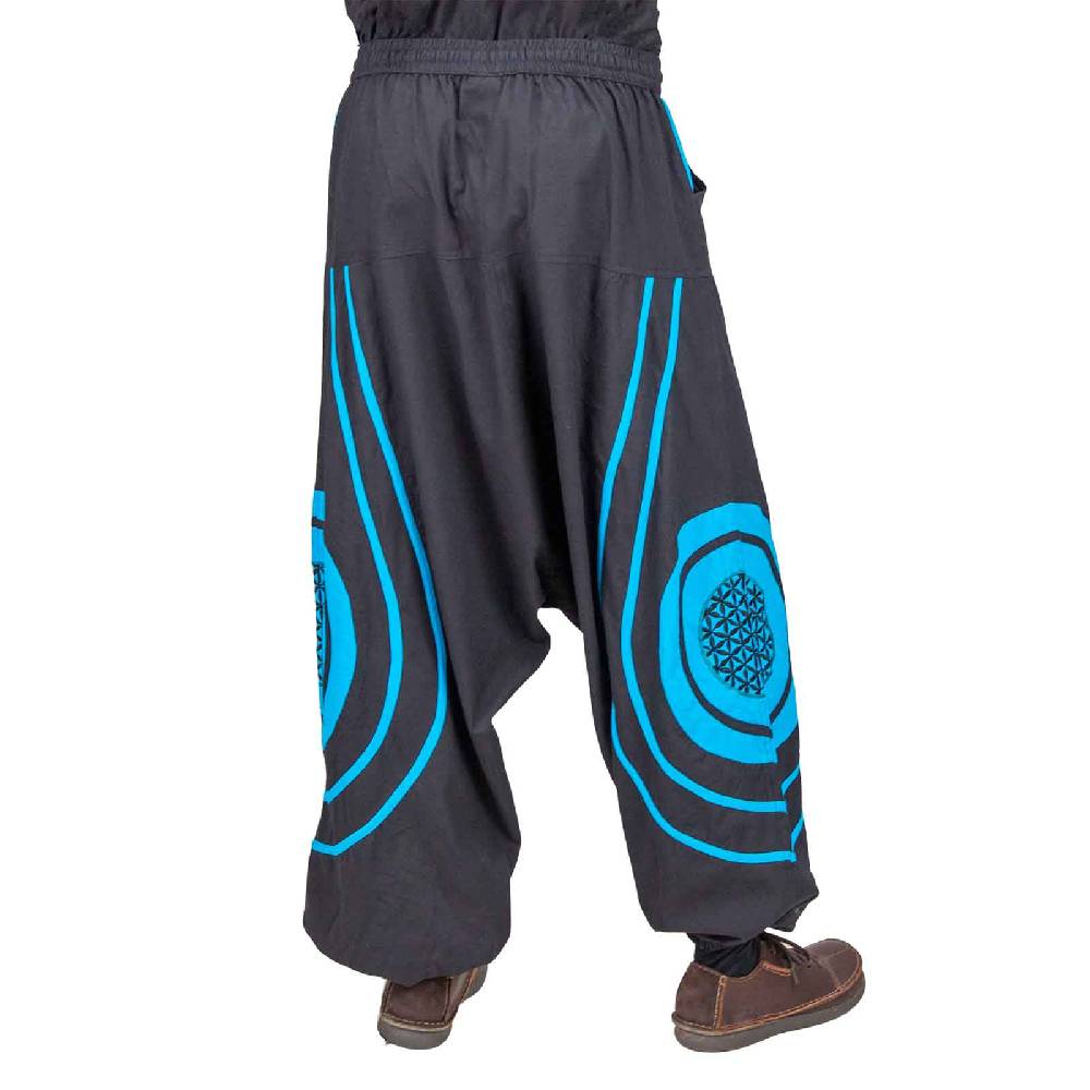 Kunst Und Magie Unisex Psy Baggy Pants Hippie Hose Goa Baumwoll Haremshose Lebensblume Flower of Life Letzte 3 Tage